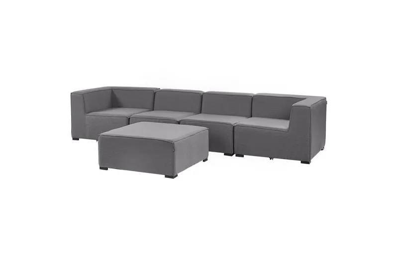 Soffa med fotpall Arezzo Grå/svart - Grå/svart - Utemöbler - Utesoffor & bänkar - Loungesoffa