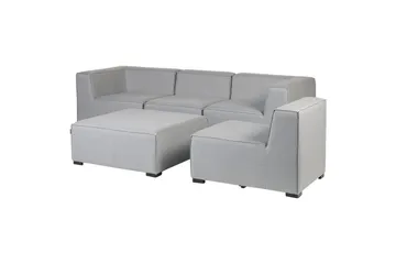 Soffa med fotpall Arezzo Ljusgrå/svart - Ljusgrå/svart - Utemöbler - Utegrupp - Loungegrupp
