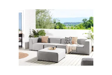 Soffa med fotpall Arezzo Ljusgrå/svart - Ljusgrå/svart - Utemöbler - Utegrupp - Loungegrupp
