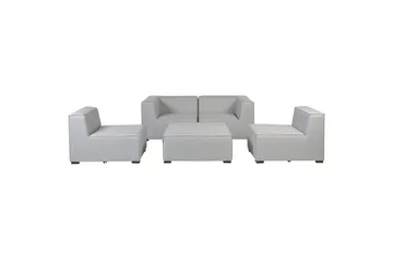 Soffa med fotpall Arezzo Ljusgrå/svart - Ljusgrå/svart - Utemöbler - Utegrupp - Loungegrupp