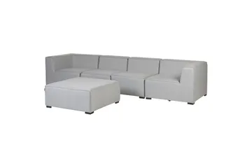 Soffa med fotpall Arezzo Ljusgrå/svart - Ljusgrå/svart - Utemöbler - Utegrupp - Loungegrupp