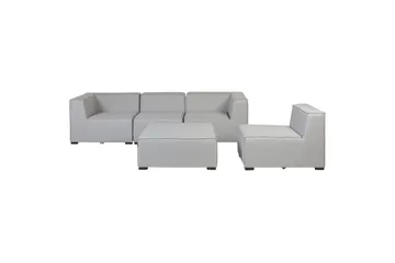 Soffa med fotpall Arezzo Ljusgrå/svart - Ljusgrå/svart - Utemöbler - Utegrupp - Loungegrupp