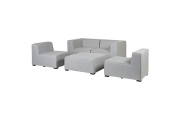 Soffa med fotpall Arezzo Ljusgrå/svart - Ljusgrå/svart - Utemöbler - Utegrupp - Loungegrupp