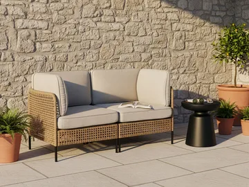 Soffa utomhus 2-Sits Omegana Konstrotting - Beige/Svart - Utemöbler - Utesoffor & bänkar - Loungesoffa
