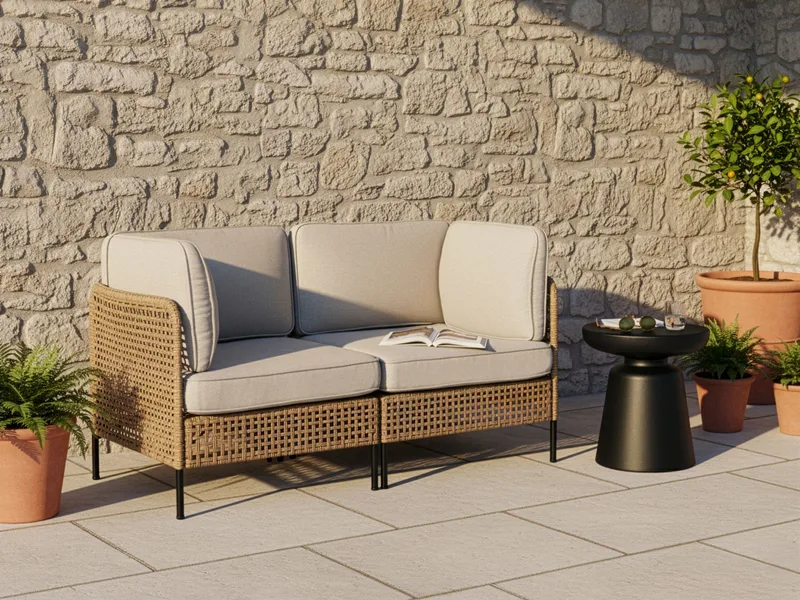 Soffa utomhus 2-Sits Omegana Konstrotting - Beige/Svart - Utemöbler - Utesoffor & bänkar - Loungesoffa