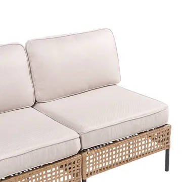 Soffa utomhus 2-Sits Omegana Utan Armstöd Konstrotting - Beige/Svart - Utemöbler - Utesoffor & bänkar - Loungesoffa