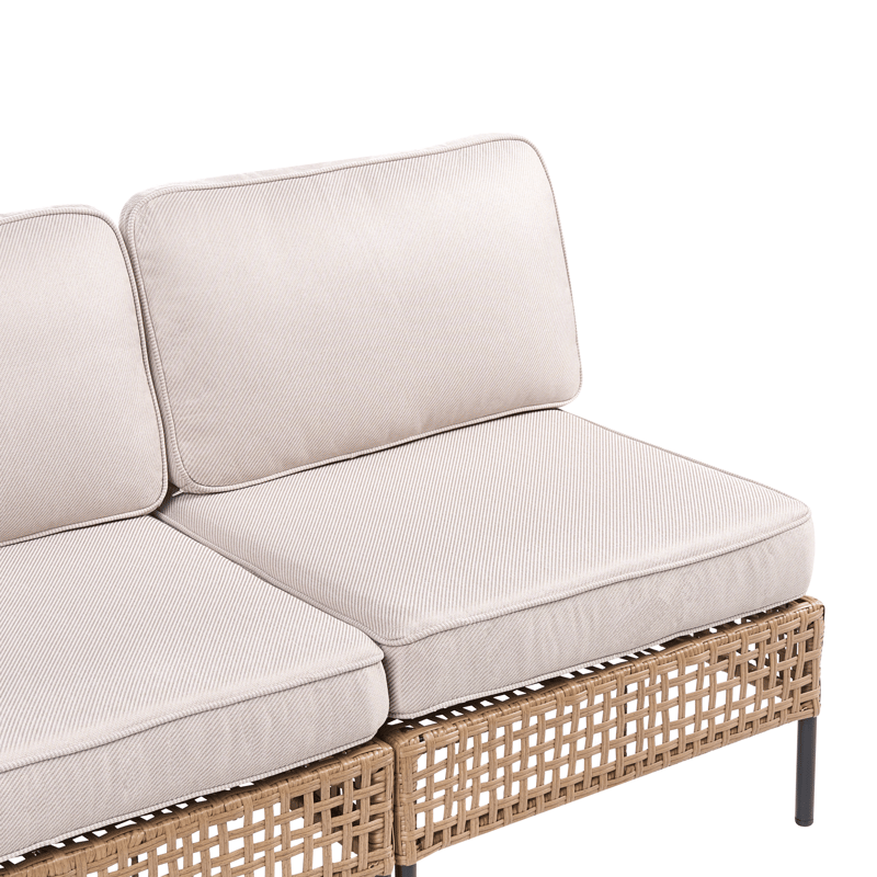 Soffa utomhus 2-Sits Omegana Utan Armstöd Konstrotting - Beige/Svart - Utemöbler - Utesoffor & bänkar - Loungesoffa