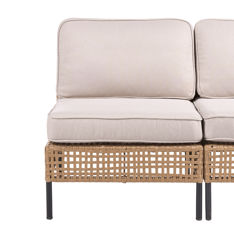Soffa utomhus 2-Sits Omegana Utan Armstöd Konstrotting - Beige/Svart - Utemöbler - Utesoffor & bänkar - Loungesoffa