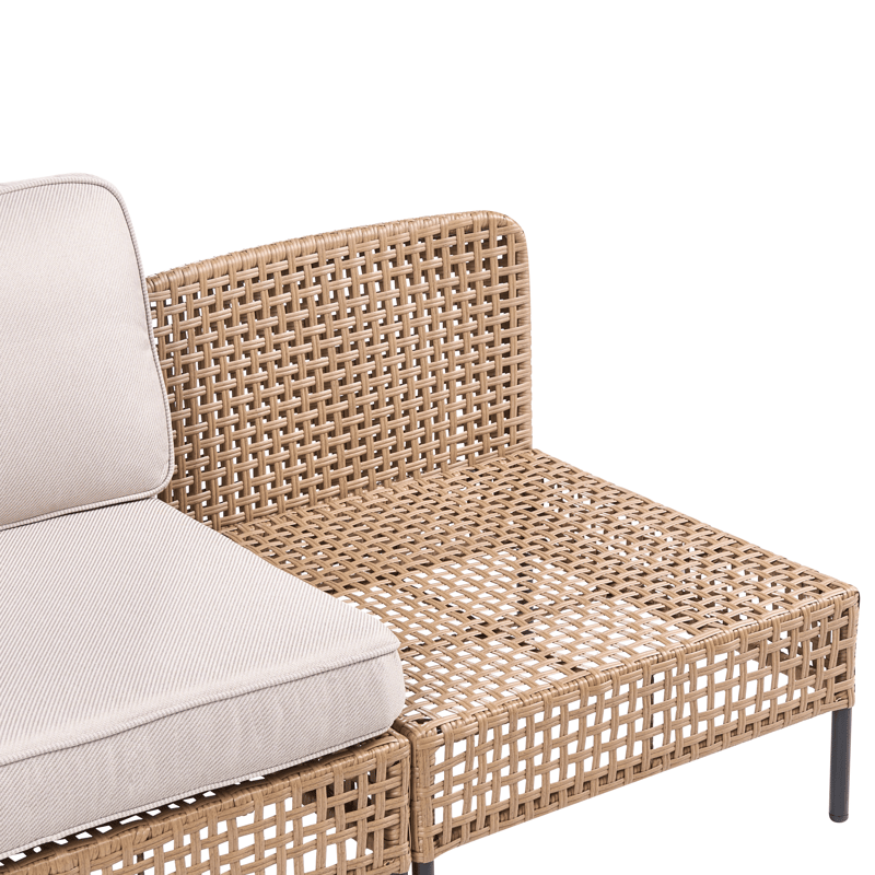 Soffa utomhus 2-Sits Omegana Utan Armstöd Konstrotting - Beige/Svart - Utemöbler - Utesoffor & bänkar - Loungesoffa