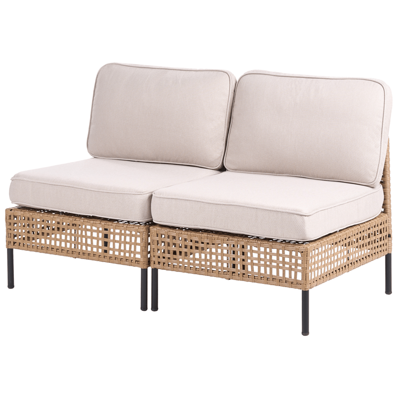 Soffa utomhus 2-Sits Omegana Utan Armstöd Konstrotting - Beige/Svart - Utemöbler - Utesoffor & bänkar - Loungesoffa