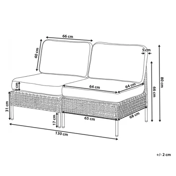 Soffa utomhus 2-Sits Omegana Utan Armstöd Konstrotting - Beige/Svart - Utemöbler - Utesoffor & bänkar - Loungesoffa