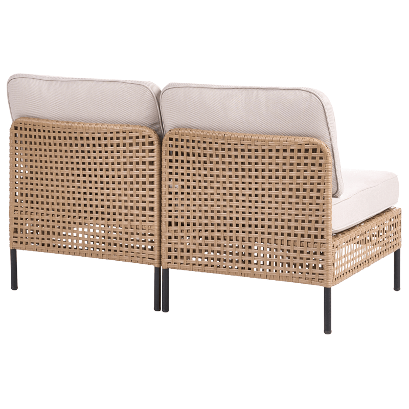 Soffa utomhus 2-Sits Omegana Utan Armstöd Konstrotting - Beige/Svart - Utemöbler - Utesoffor & bänkar - Loungesoffa