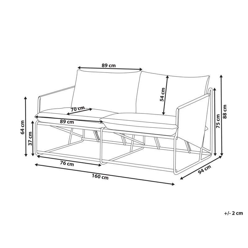 Soffa utomhus 2-Sits Ponte - Grå - Utemöbler - Utesoffor & bänkar - Loungesoffa