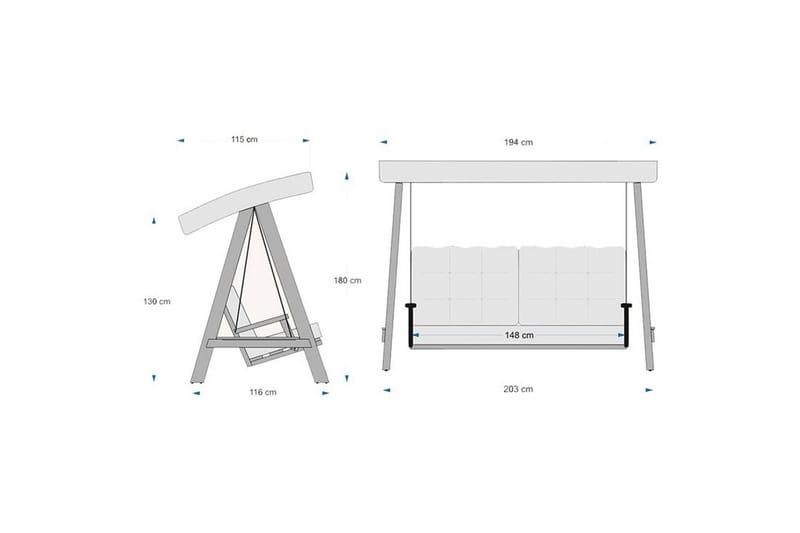 Taharoa Hängsoffa Utomhus 3-sits - Antracit - Utemöbler - Utesoffor & bänkar - Hängsoffor