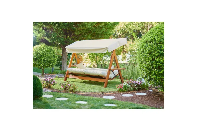 Trädgårds Trippel Gungstol Hazim Natur / Beige - Natur/Beige - Utemöbler - Utesoffor & bänkar - Hängsoffor