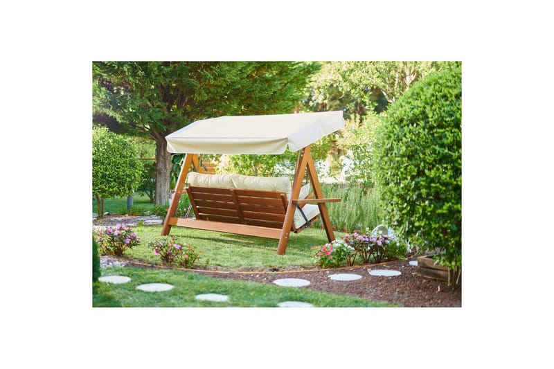 Trädgårds Trippel Gungstol Hazim Natur / Beige - Natur/Beige - Utemöbler - Utesoffor & bänkar - Hängsoffor