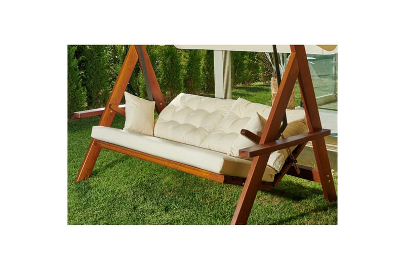 Trädgårds Trippel Gungstol Hazim Natur / Beige - Natur/Beige - Utemöbler - Utesoffor & bänkar - Hängsoffor