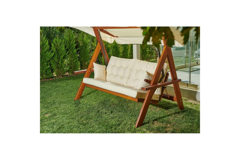Trädgårds Trippel Gungstol Hazim Natur / Beige - Natur/Beige - Utemöbler - Utesoffor & bänkar - Hängsoffor