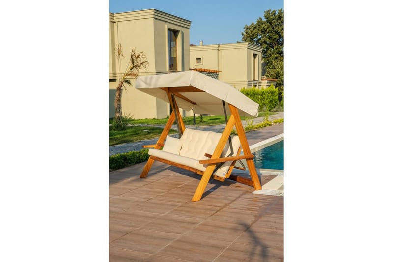 Trädgårds Trippel Gungstol Hazim Natur / Beige - Natur/Beige - Utemöbler - Utesoffor & bänkar - Hängsoffor