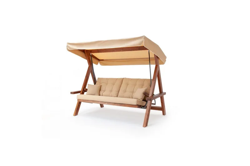 Trädgårds Trippel Gungstol Hazim Natur / Beige - Natur/Beige - Utemöbler - Utesoffor & bänkar - Hängsoffor