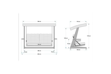 Trädgårds Trippel Gungstol Viva Antracit - Antracit, 220 x 100 x 175 cm - Utemöbler - Utesoffor & bänkar - Hängsoffor