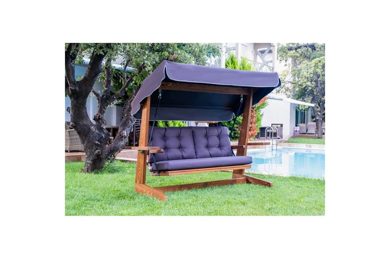 Trädgårds Trippel Gungstol Viva Antracit - Antracit, 220 x 100 x 175 cm - Utemöbler - Utesoffor & bänkar - Hängsoffor