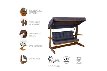 Trädgårds Trippel Gungstol Viva Antracit - Antracit, 220 x 100 x 175 cm - Utemöbler - Utesoffor & bänkar - Hängsoffor