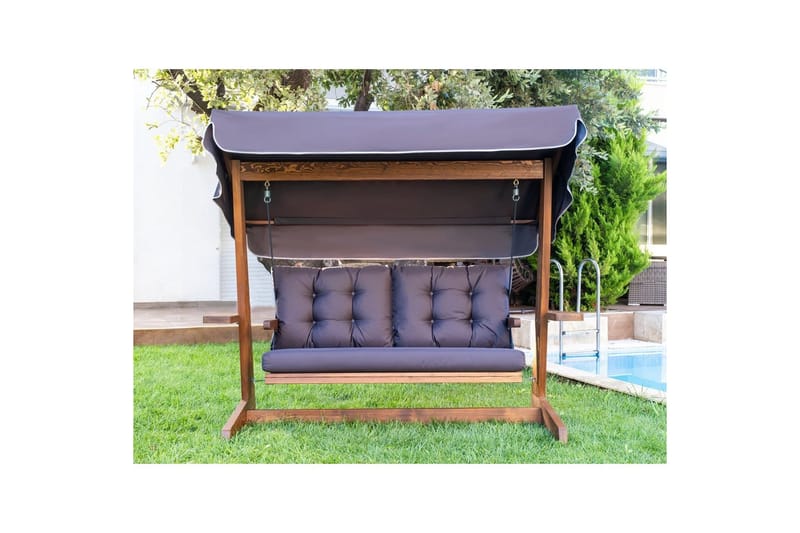 Trädgårds Trippel Gungstol Viva Antracit - Antracit, 220 x 100 x 175 cm - Utemöbler - Utesoffor & bänkar - Hängsoffor