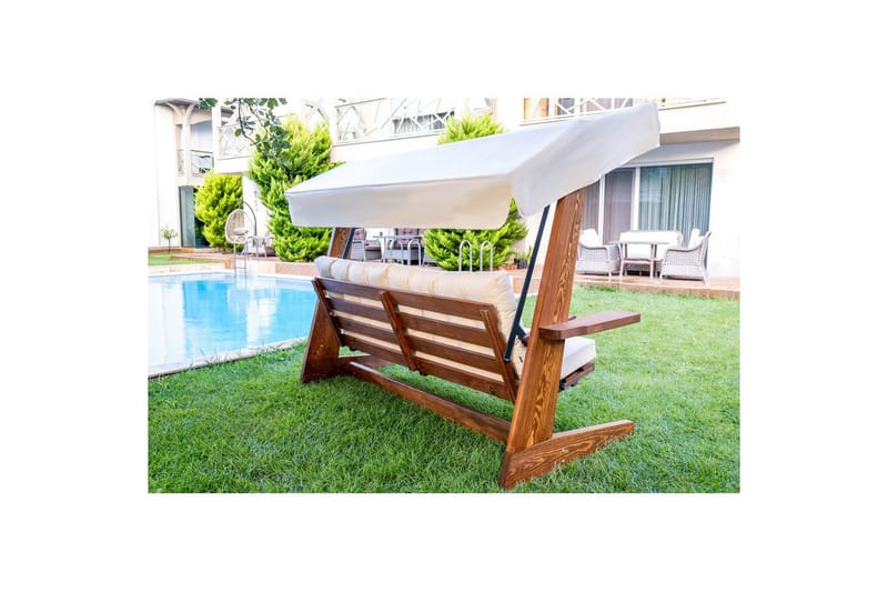 Trädgårds Trippel Gungstol Viva Beige - Beige, 237 x 100 x 175 cm - Utemöbler - Utesoffor & bänkar - Hängsoffor