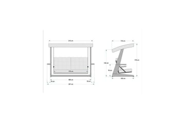 Trädgårds Trippel Gungstol Viva Beige - Beige, 237 x 100 x 175 cm - Utemöbler - Utesoffor & bänkar - Hängsoffor