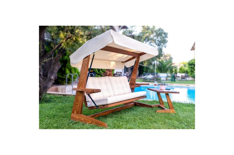 Trädgårds Trippel Gungstol Viva Beige - Beige, 237 x 100 x 175 cm - Utemöbler - Utesoffor & bänkar - Hängsoffor