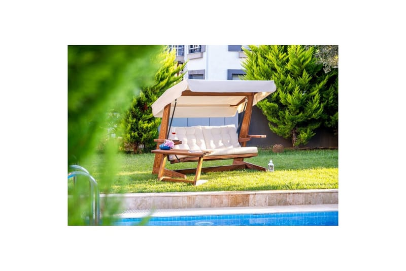 Trädgårds Trippel Gungstol Viva Beige - Beige, 237 x 100 x 175 cm - Utemöbler - Utesoffor & bänkar - Hängsoffor