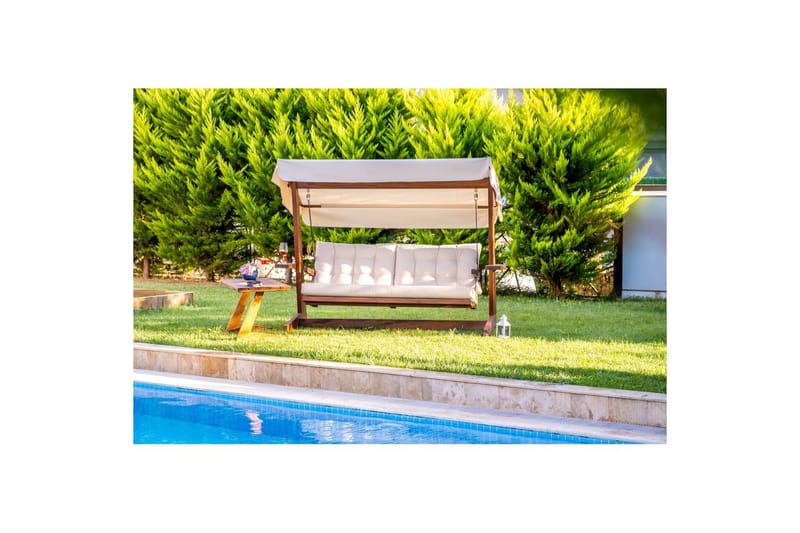 Trädgårds Trippel Gungstol Viva Beige - Beige, 237 x 100 x 175 cm - Utemöbler - Utesoffor & bänkar - Hängsoffor