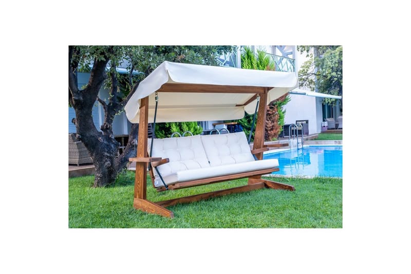 Trädgårds Trippel Gungstol Viva Beige - Beige, 237 x 100 x 175 cm - Utemöbler - Utesoffor & bänkar - Hängsoffor