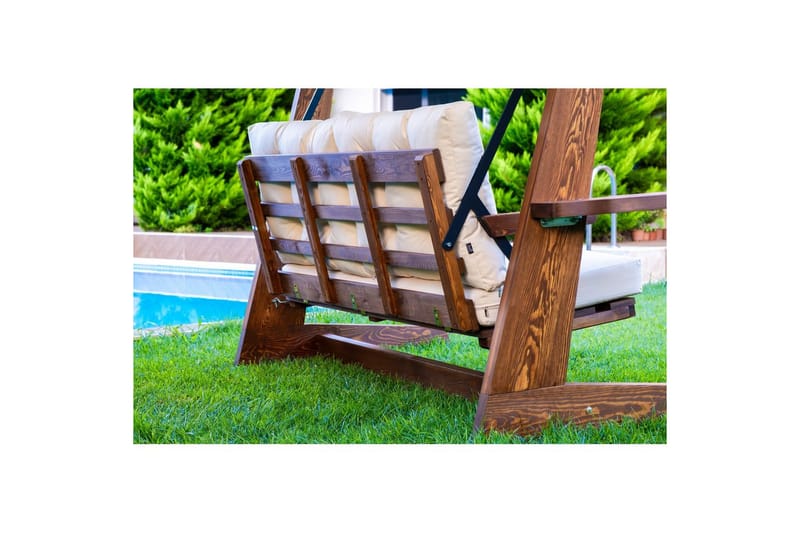 Trädgårds Trippel Gungstol Viva Beige Beige - Beige, 220 x 100 x 175 cm - Utemöbler - Utesoffor & bänkar - Hängsoffor
