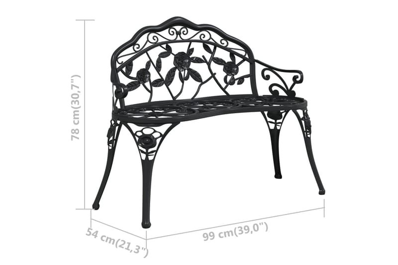 Trädgårdsbänk 100 cm gjuten aluminium svart - Svart - Utemöbler - Utesoffor & bänkar - Trädgårdssoffa