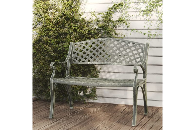 Trädgårdsbänk 102 cm gjuten aluminium grön - Grön - Utemöbler - Utesoffor & bänkar - Trädgårdssoffa