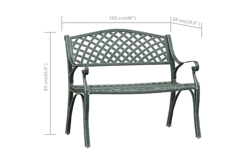 Trädgårdsbänk 102 cm gjuten aluminium grön - Grön - Utemöbler - Utesoffor & bänkar - Trädgårdssoffa
