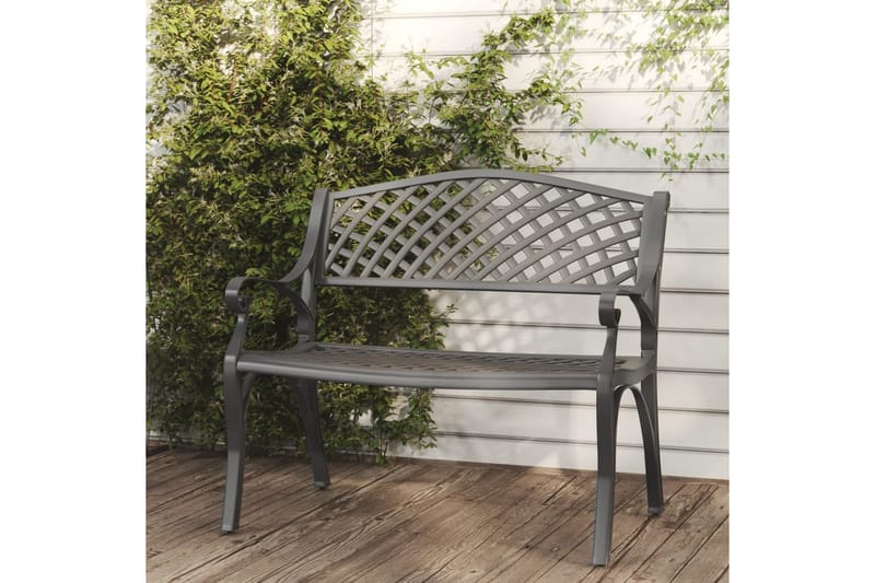 Trädgårdsbänk 102 cm gjuten aluminium svart - Svart - Utemöbler - Utesoffor & bänkar - Trädgårdssoffa