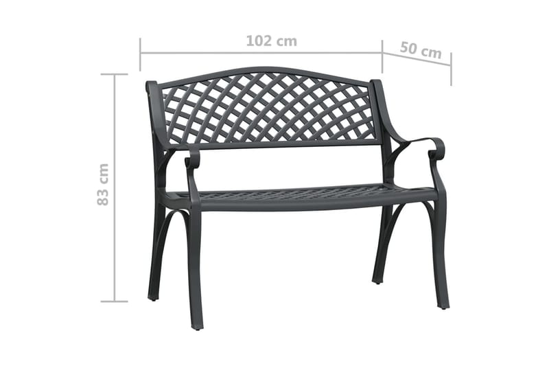 Trädgårdsbänk 102 cm gjuten aluminium svart - Svart - Utemöbler - Utesoffor & bänkar - Trädgårdssoffa