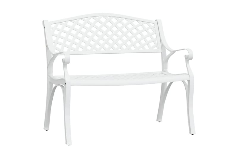 Trädgårdsbänk 102 cm gjuten aluminium vit - Vit - Utemöbler - Utesoffor & bänkar - Trädgårdssoffa