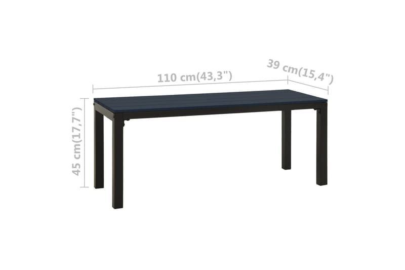 Trädgårdsbänk 110 cm stål och WPC svart - Svart - Utemöbler - Utesoffor & bänkar - Trädgårdssoffa