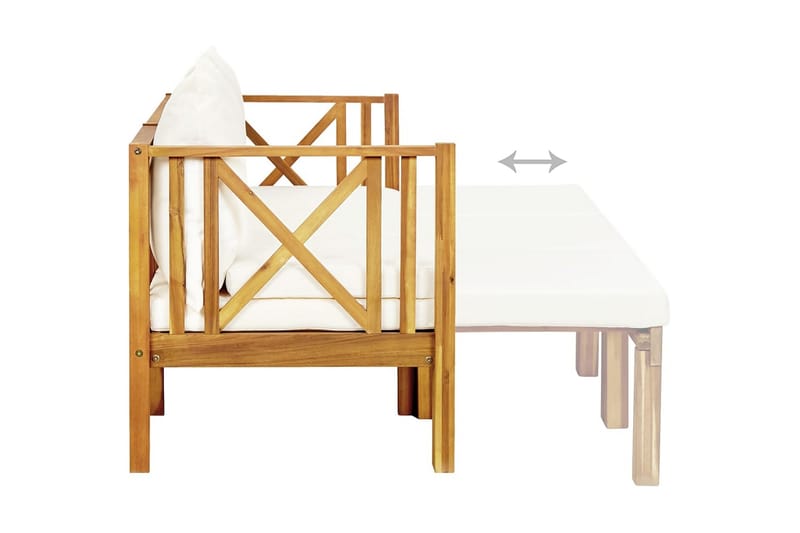 Trädgårdsbänk 3-sits med dynor 179 cm massivt akaciaträ - Kräm - Utemöbler - Utesoffor & bänkar - Trädgårdssoffa