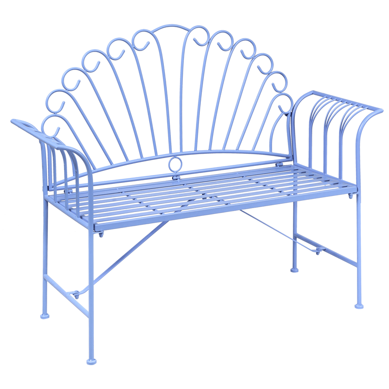 Trädgårdsbänk Cavinia 125 cm Järn - Blå - Utemöbler - Utesoffor & bänkar - Trädgårdssoffa