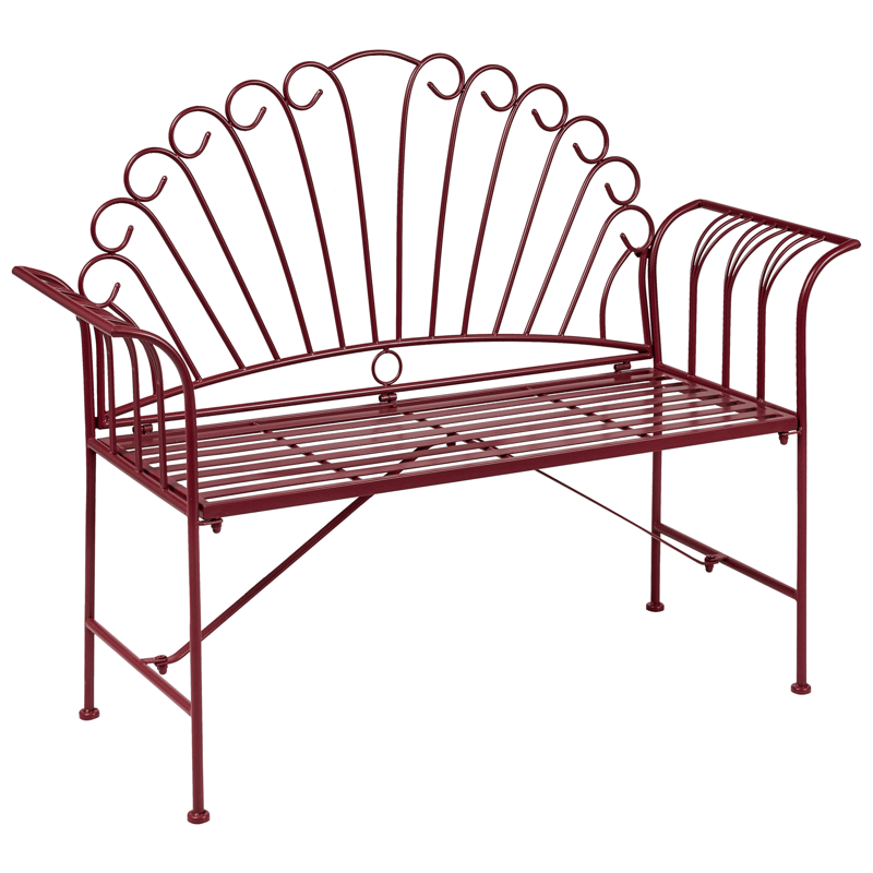 Trädgårdsbänk Cavinia 125 cm Järn - Röd - Utemöbler - Utesoffor & bänkar - Trädgårdssoffa