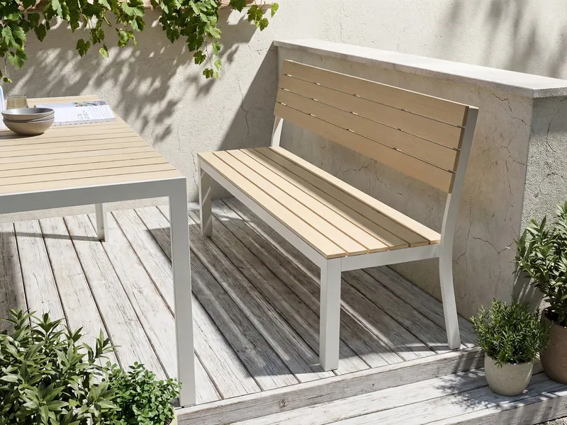 Trädgårdsbänk Como 174 cm - Beige/Vit - Utemöbler - Utesoffor & bänkar - Trädgårdssoffa