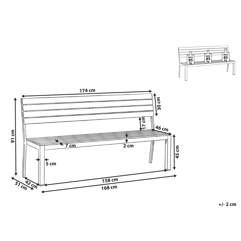 Trädgårdsbänk Como 174 cm - Beige/Vit - Utemöbler - Utesoffor & bänkar - Trädgårdssoffa