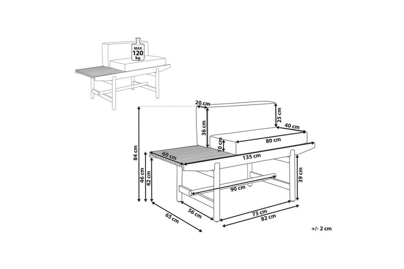 Trädgårdsbänk Giaveno - 135x65x84 cm - Utemöbler - Utesoffor & bänkar - Trädgårdssoffa