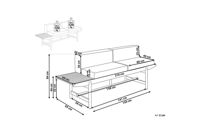 Trädgårdsbänk Giaveno - 210x65x84 cm - Utemöbler - Utesoffor & bänkar - Trädgårdssoffa