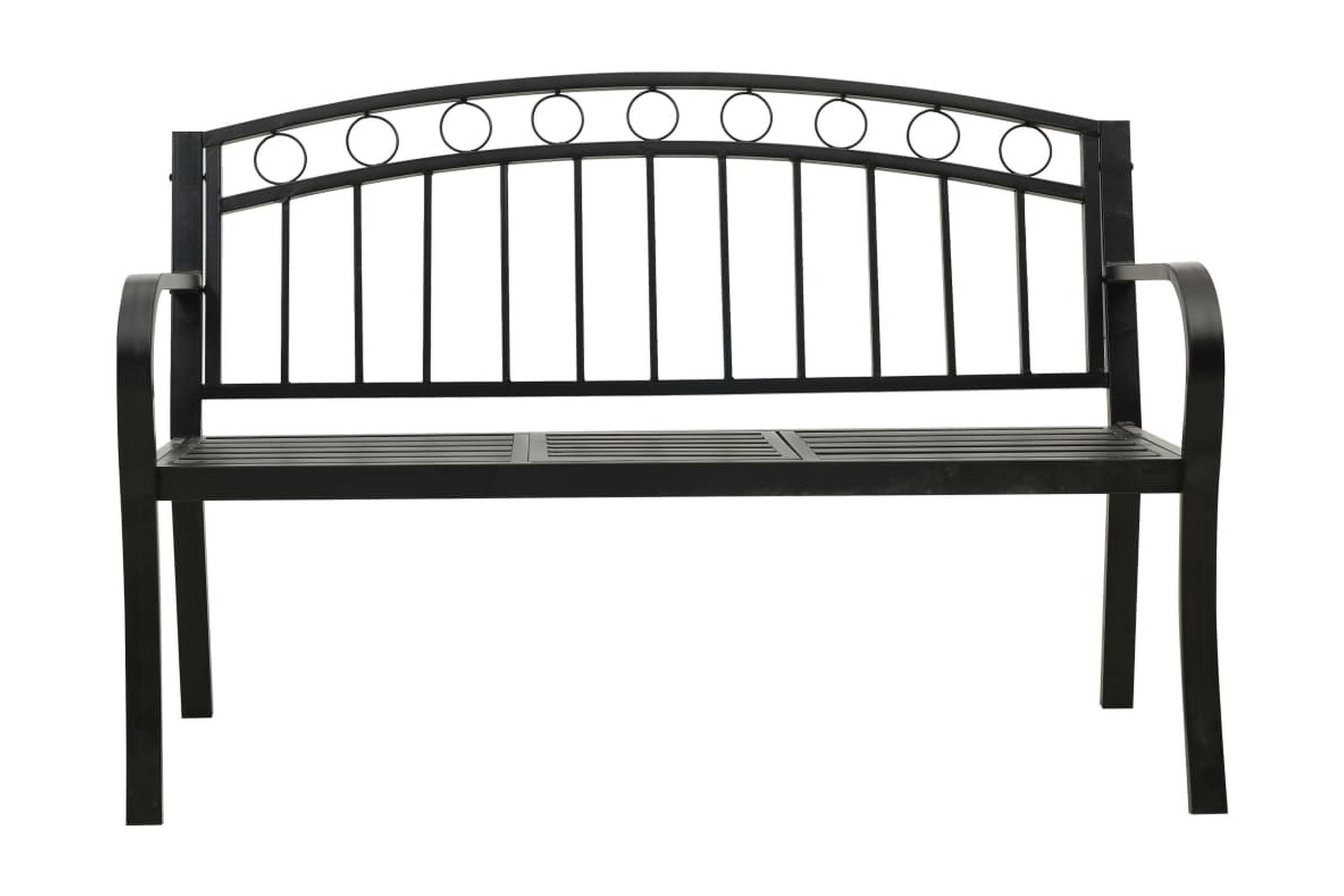 Trädgårdsbänk med bord 125 cm stål svart – Svart